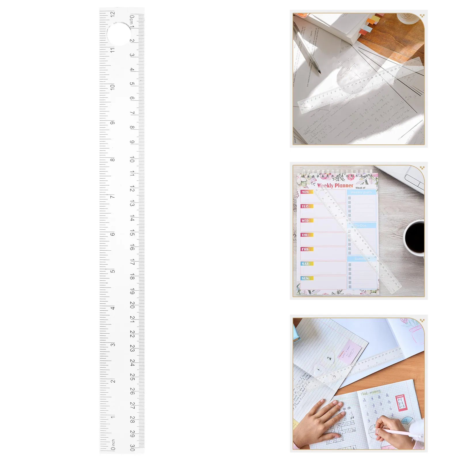 10Pcs Magnifying Ruler Clear Plastic Straight Ruler Precise Measuring Tool Portable Office Drawing Student Stationery Scale