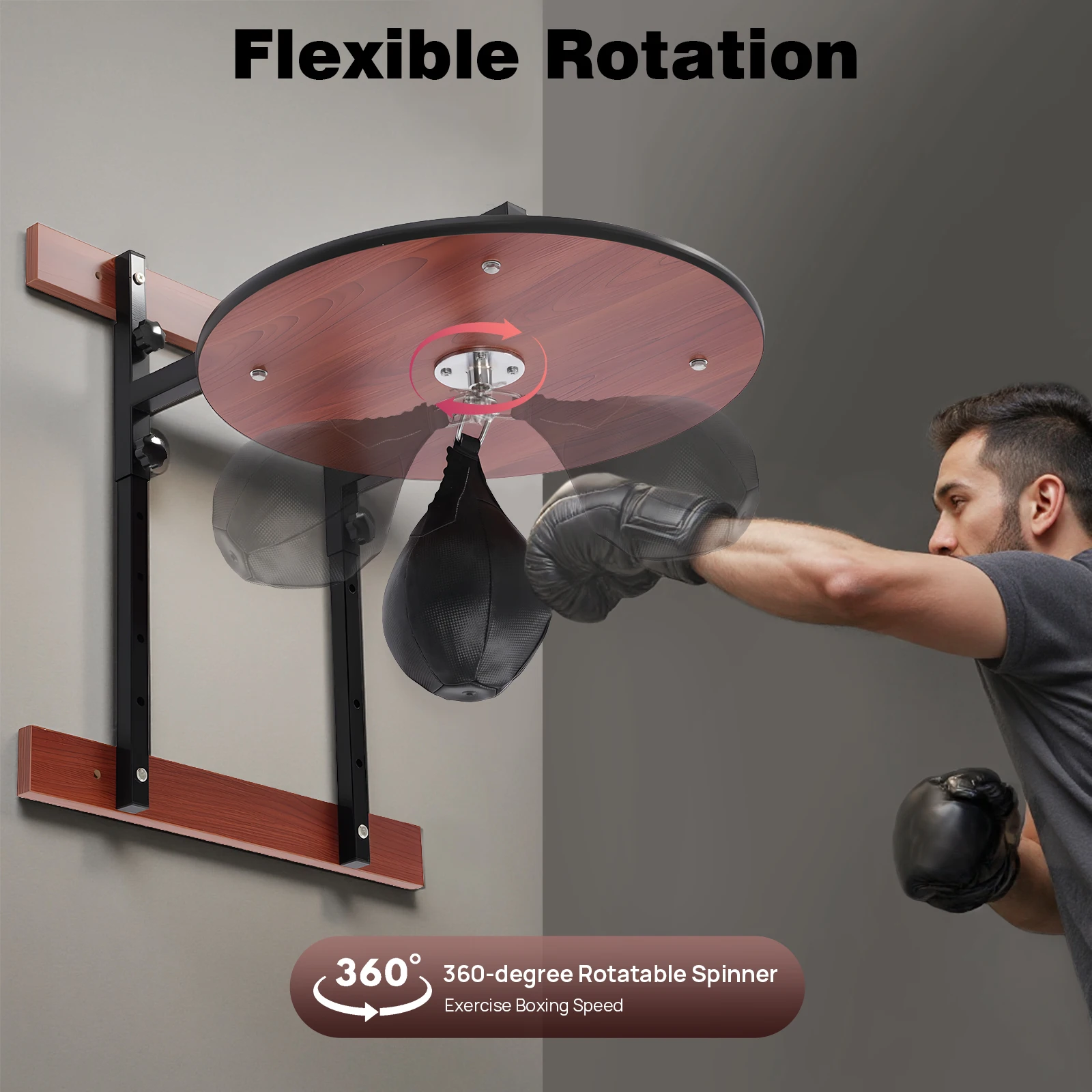 

Speed Bag Platform Kit 360 ° Rotation Wall Mounted Heavy Duty Boxing Training Equipment Black Adjustable Speed Bag Platform Set