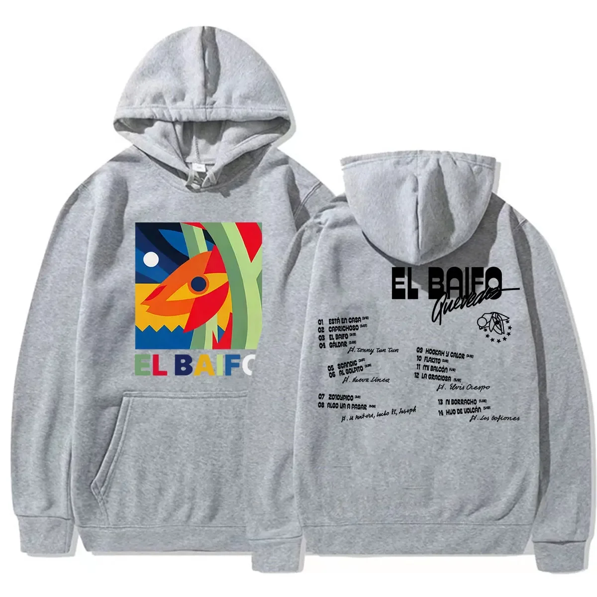 2026 Unisex Quevedo El Baifo Tour Hoodie mit beidseitigem Druck für Herren und Damen, abstrakte Kunst, Oversized Retro Streetwear Pullover-Sweatshirt – Detail 5
