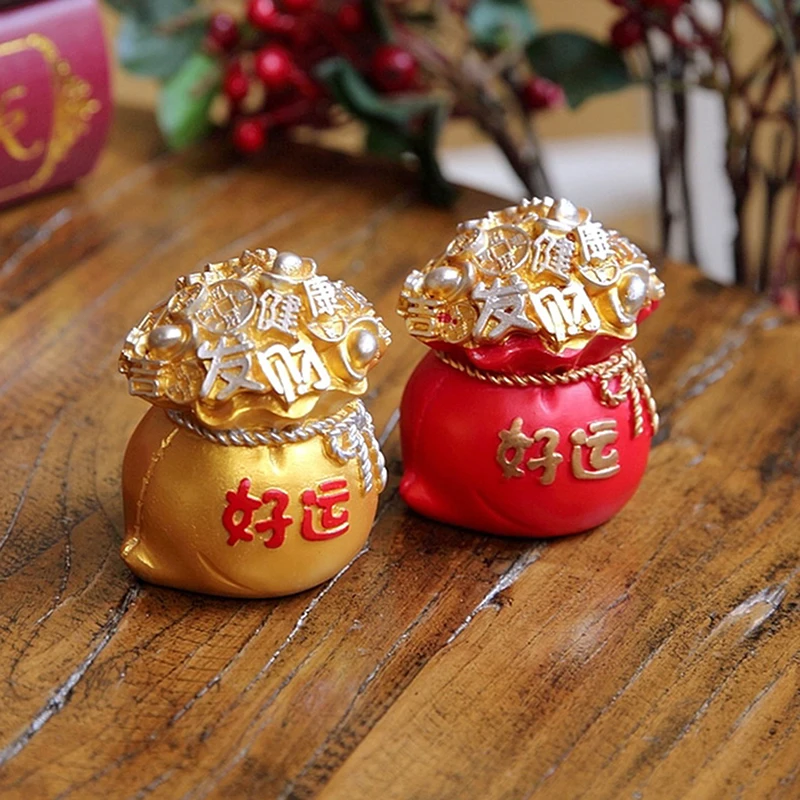 Feng Shui Decor Money Tree Wealth And Good Luck Blessing Bag Home Desktop Decoration Resin Crafts