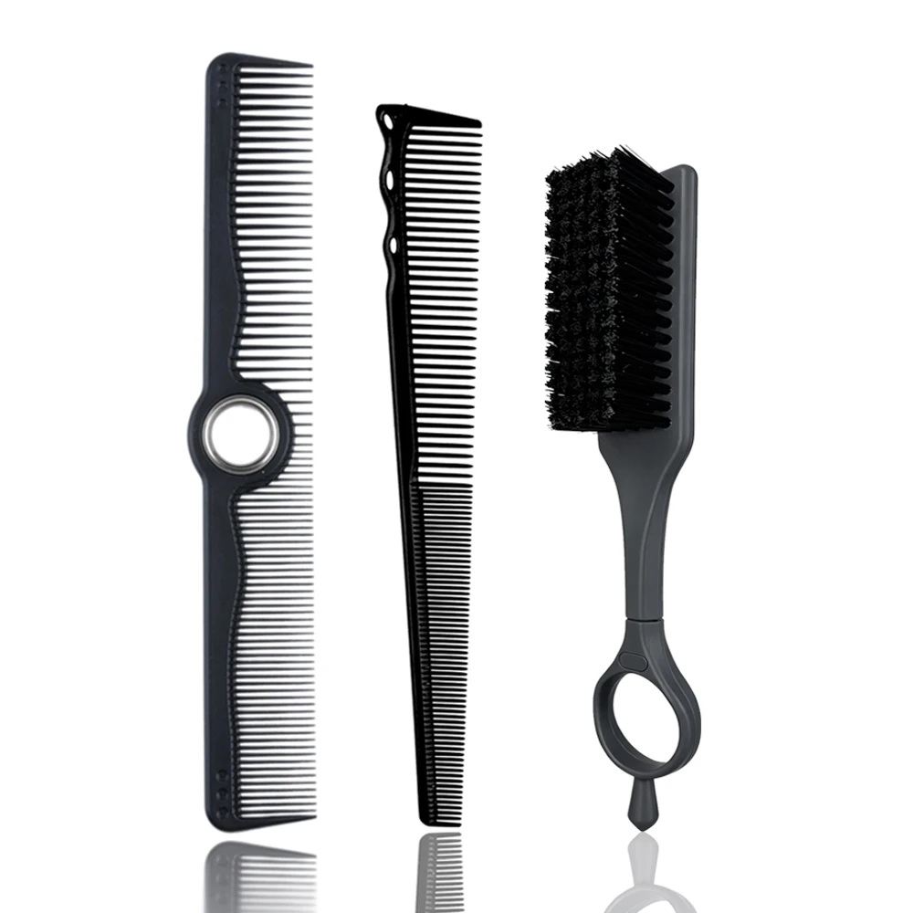 3-teiliges neues Profi-Friseurwerkzeug-Set, drehbare Doppelzahn-Haarschneidekämme, rotierende Mini-Fade-Haarbürste, antistatischer Taper-Kamm zum Stylen – Detail 25