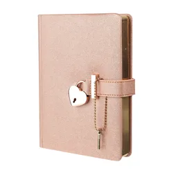 B6 Diary with Lock and Key Journal with Lock Cute Journaling Leather Notebook Journal 144Pages Diary Heart Lock and Key for Gift