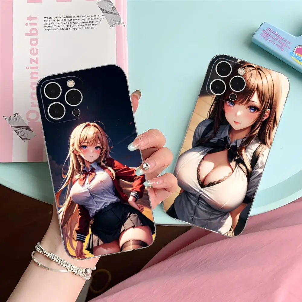 JK زي مدرسي فتاة جراب هاتف آيفون 16 15 14 13 12 11 X XR XS 8 6 Pro Max Plus صغير واضح اللون واقية فاخرة