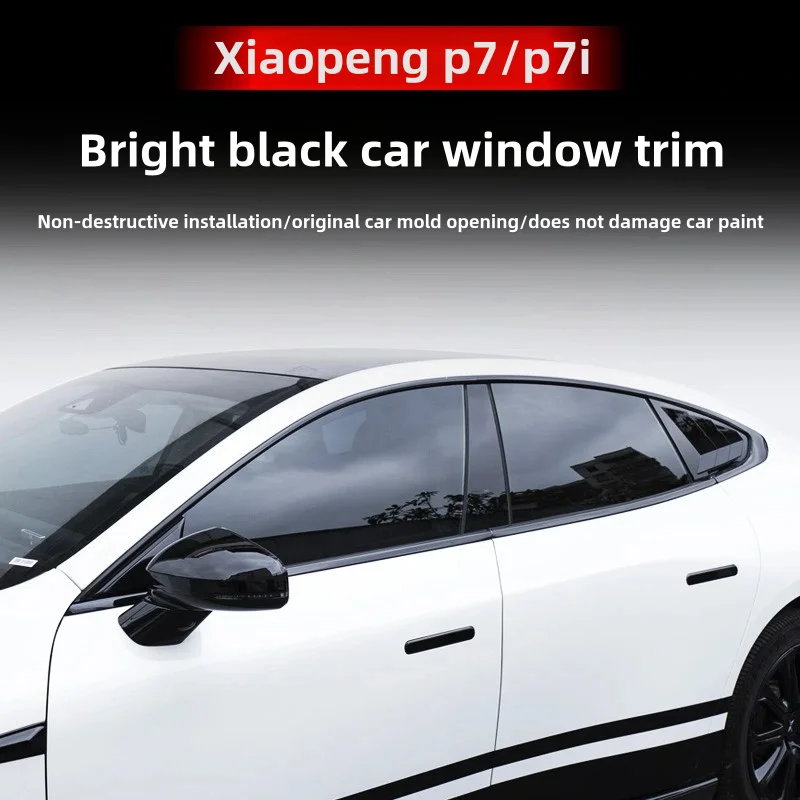 For XPeng P7 P7i 22-2024 10pcs Stainless steel black Exterior Window Molding Strip Sill side Cover Trim Accessories