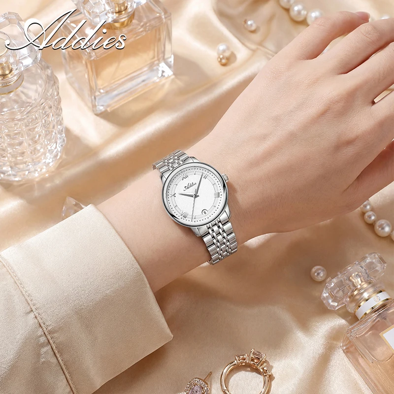 ADDIES Elegant Quartz Ladies Watches Luxury Outdoor Sport 5Bar Waterproof Sapphire Crystal Stainless Steel Business Women Watch