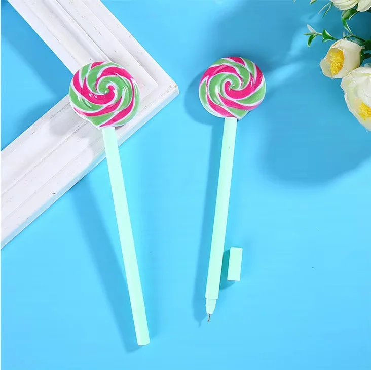

5Pc Kawaii Lollipop Shape Gel Pen 0.5mm Black Ink Candy Color Neutral Pen Student Writing Exam Pen for Office Student Stationery