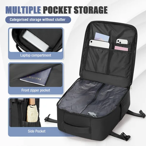 Imagen 2 del producto Mochila de vacío Ryanair 40x30x20, mochila de viaje, bolsa de cabina WizAir de negocios de corta distancia, bolsa para ordenador portátil de 15,6 "", mochila de ocio para hombres