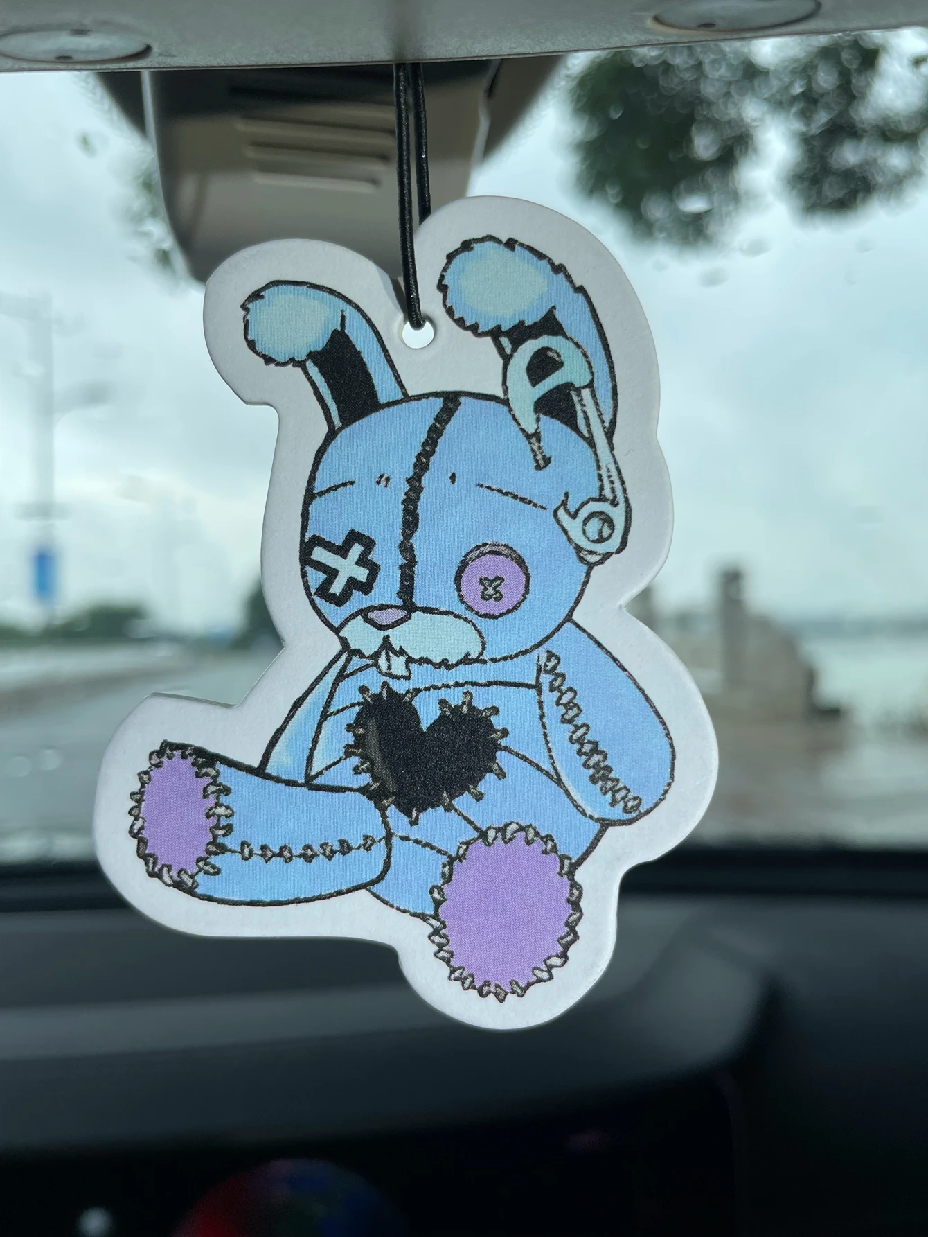 Gothic Stitched Bunny Shaped Hanging Car Air Freshener, French Parfum Scented Paper, Natural Plant Extract Fragrance, Alcohol-Fr