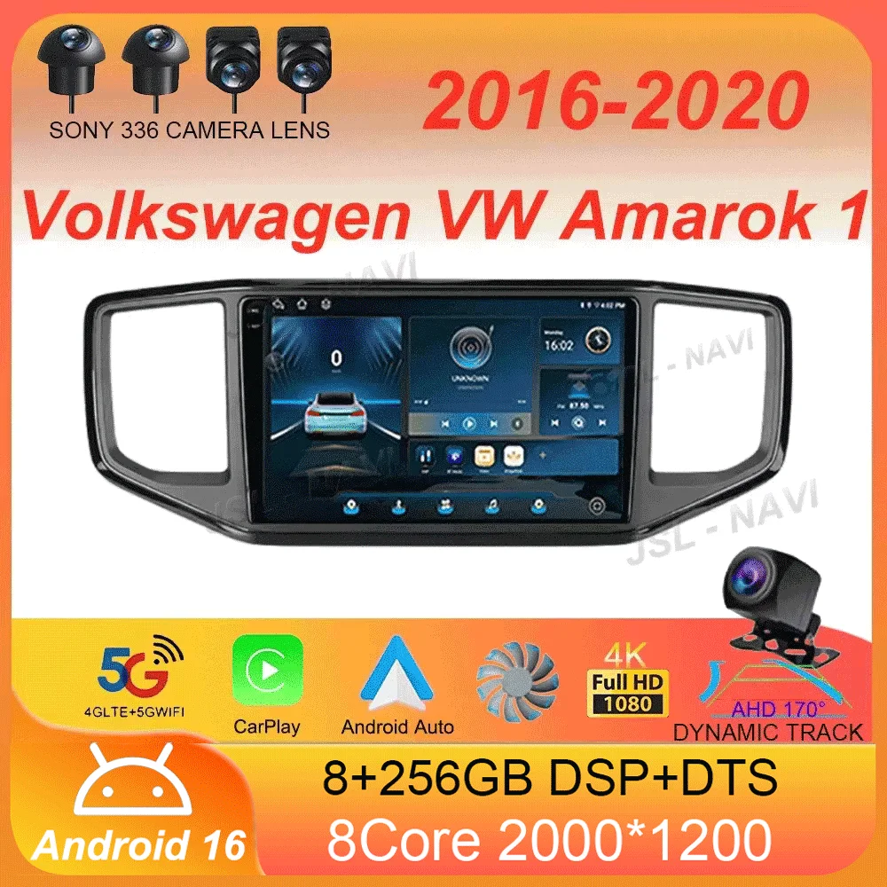 For Volkswagen VW Amarok 1 2016 2017 2018 2019 2020 Android 16 Multimedia Head Unit Car Player GPS Auto Radio Navigation DVD BT