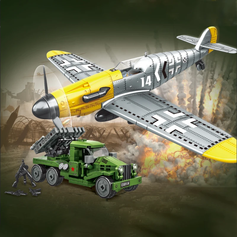 

WW2 World War II Classic Model BF-109 Fighter Artillery Building Blocks Bricks Toys Gifts