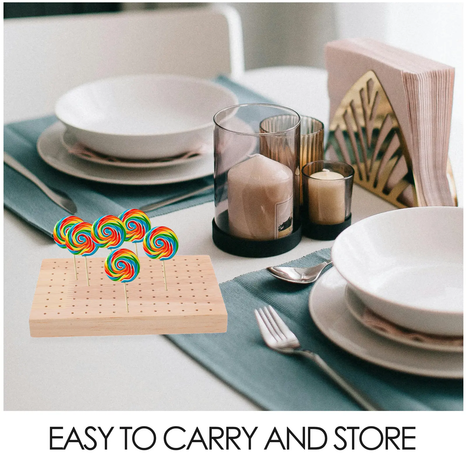 Wooden Food Skewers Holder Food Display Stand Spiral Potato Lollipop Fruit Pick Holder Candy Catering Appetizer Skewers