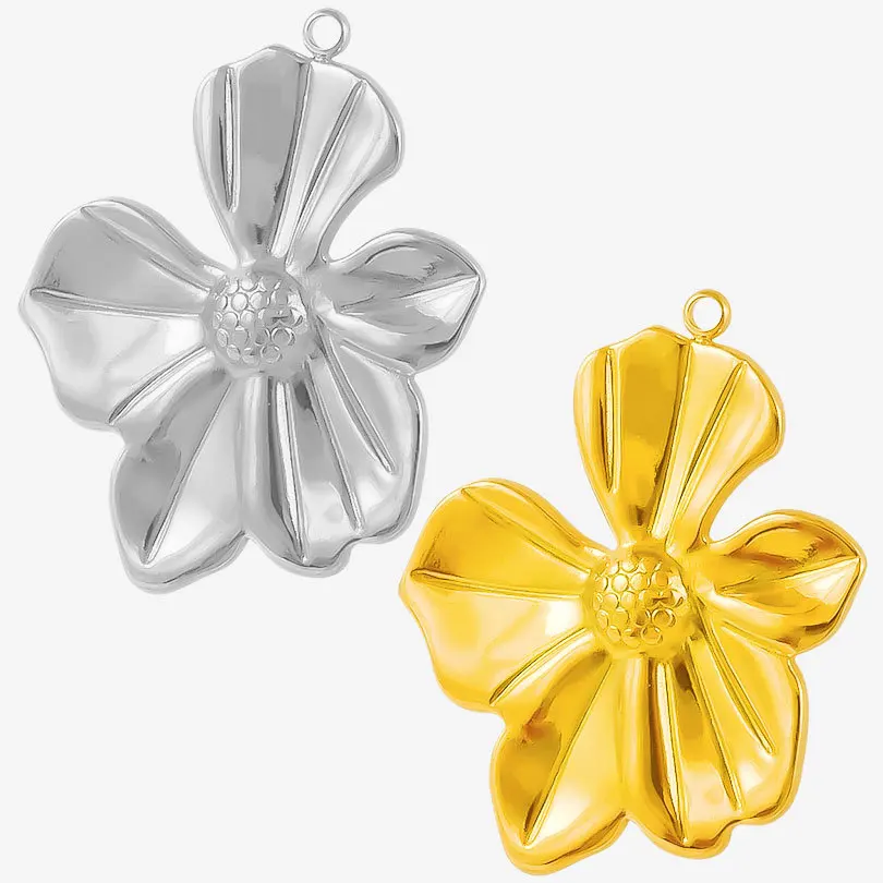 

5PCS Stainless Steel Flower Pendant Charms Gold Plated DIY Jewelry Making Supplies for Necklace Earrings Bracelet Accessories