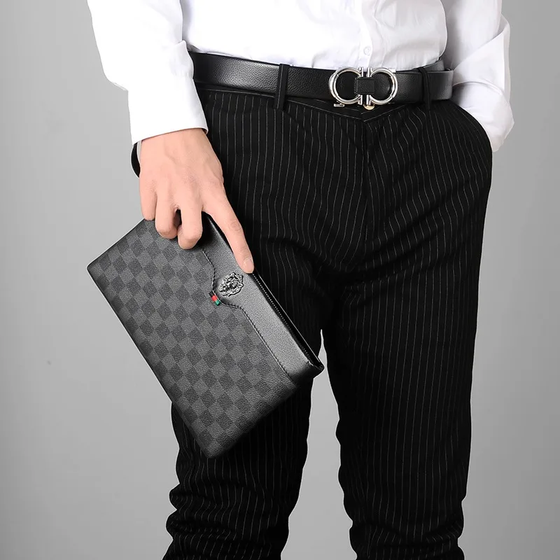 

High-End Men's Clutch Busin Casual Soft Handle Envelope Wallet Polyester Zipper Closure Faionable European