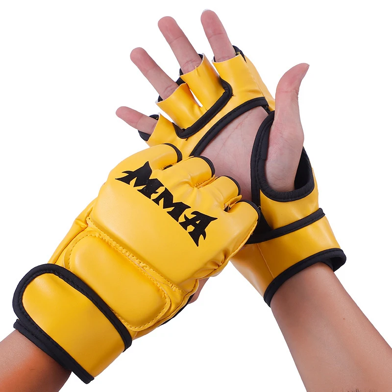 Boxing Training Gloves Professional Half Finger Leather Cushion for Adult Sanda Boxing UFC Training Sandbag Knuckles