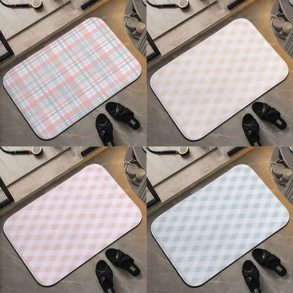 

Grid Texture Floor Mat Printed Large Carpets Room And Bedroom Carpets Bathroom Anti Slip Door MATS Small Carpets