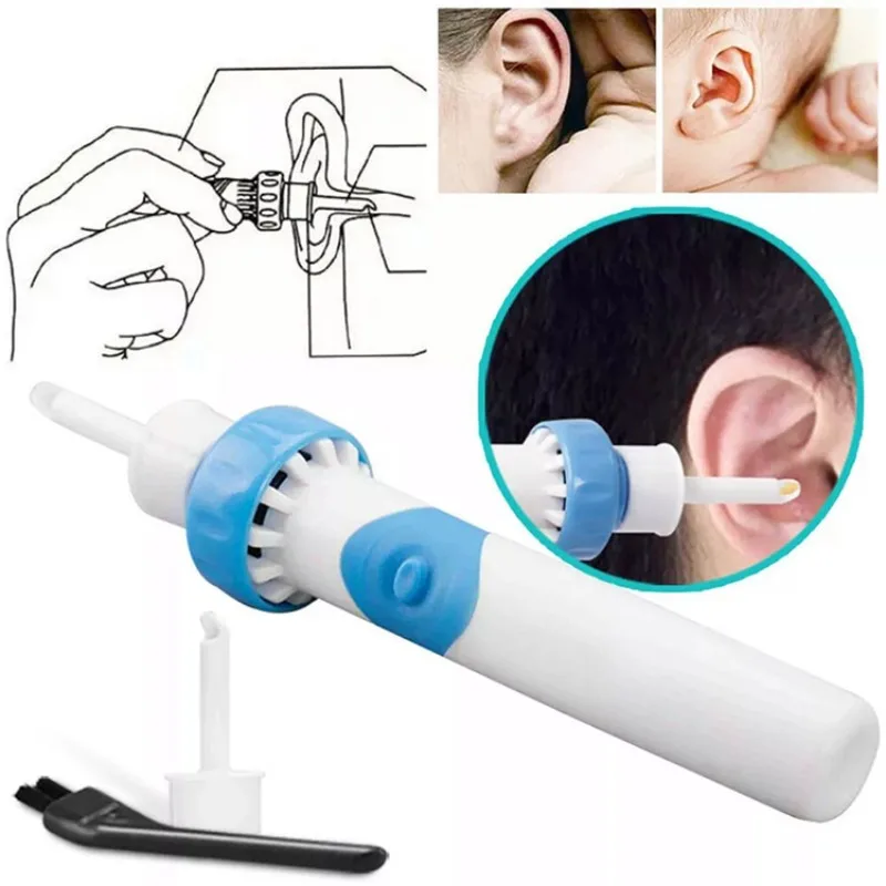 Electric Vacuum Ear Cleaner Soft Silicone Tip LED Lighted Portable Rechargeable Safe Kids Adults Gentle Suction Removal Very