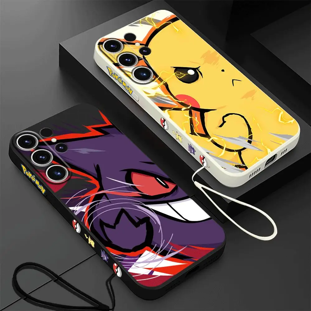 Pokemon Phone Case for Samsung Galaxy S20 FE S21 S24 Ultra S22 Plus S23 Ultra 5G Square Liquid Cover Soft