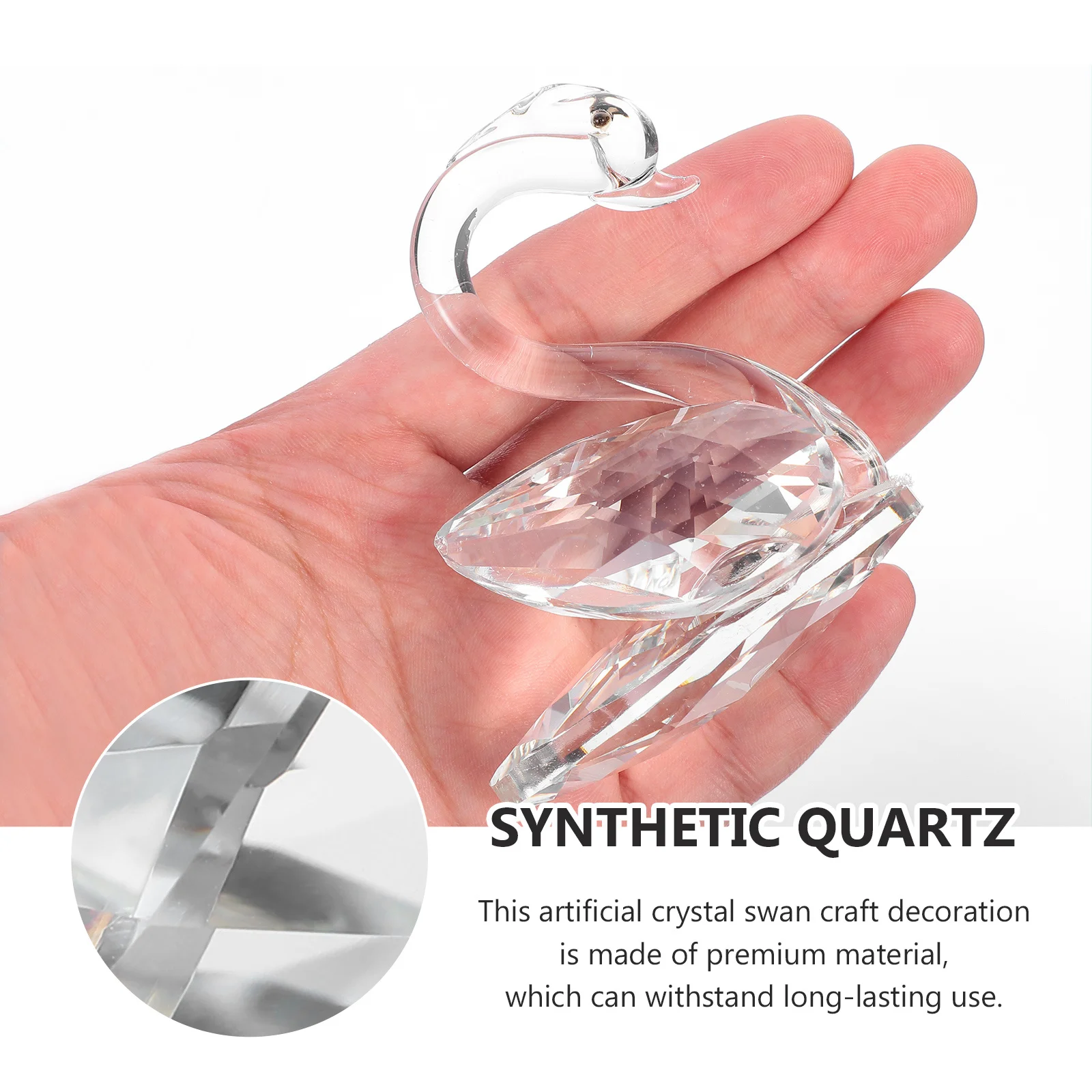 

1Pair Crystal Swan Decor Premium Synthetic Quartz Craft for Home Car Decoration Lovely Couple Swan Adornment Desktop Ornament
