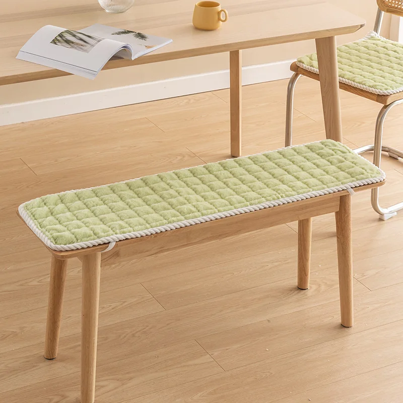 Winter Thicken Plush Long Bench Cushion Soft Chair Mat Seat Pad Rectangle Bench Cushion Cover Wood Sofa Card Seat Cushion