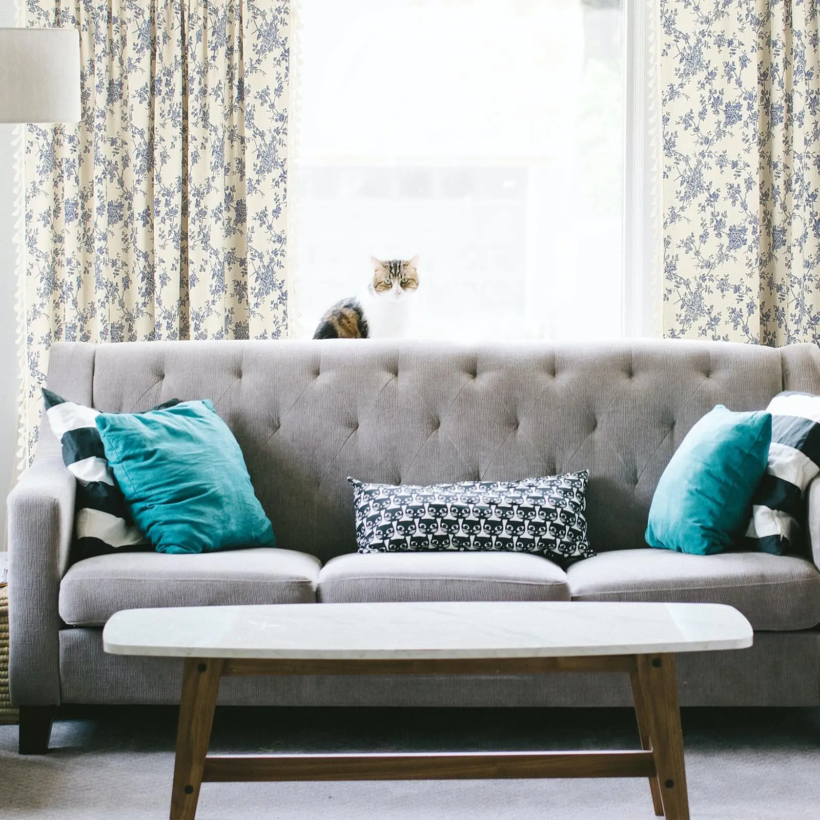 Floral Cotton Linen Curtains, Vintage Farmhouse Floral Patterned Country Curtains, Rod Pocket, Living Room Curtains with Tassel