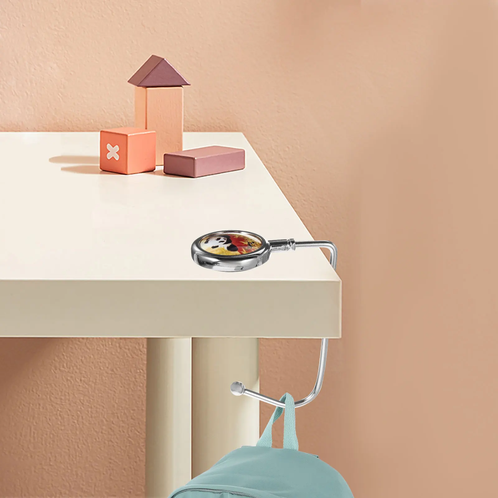 2pcs Bag Stainless Steel Panda Design Purse Hangers For Table Purse Hanger Desk Table Handbag Holder Travel Use SchoolbagHooks