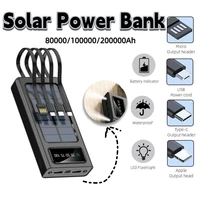 Batterie solaire 500000mAh, Ultra capacité, USB 4 en 1, charge Super rapide, combinaison USB pour iPhone, Samsung, Xiaomi, Huawei, alimentation extérieure 2