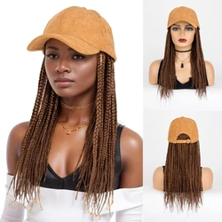WIGERA-peluca trenzada de gorra de béisbol para mujer, extensiones de cabello con sombrero, marrón profundo gorra de pelo sintético, caja a la venta