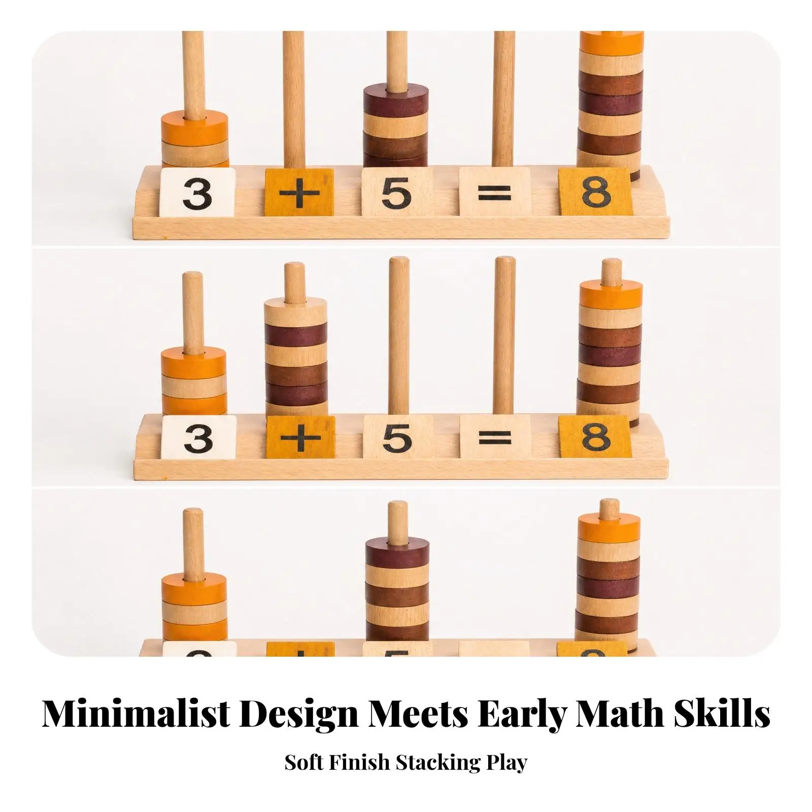 Children Wooden Math Block Counting Toy with Rings and Number Tiles Arithmetic Learning Set Educational Toy for Kids Preschool