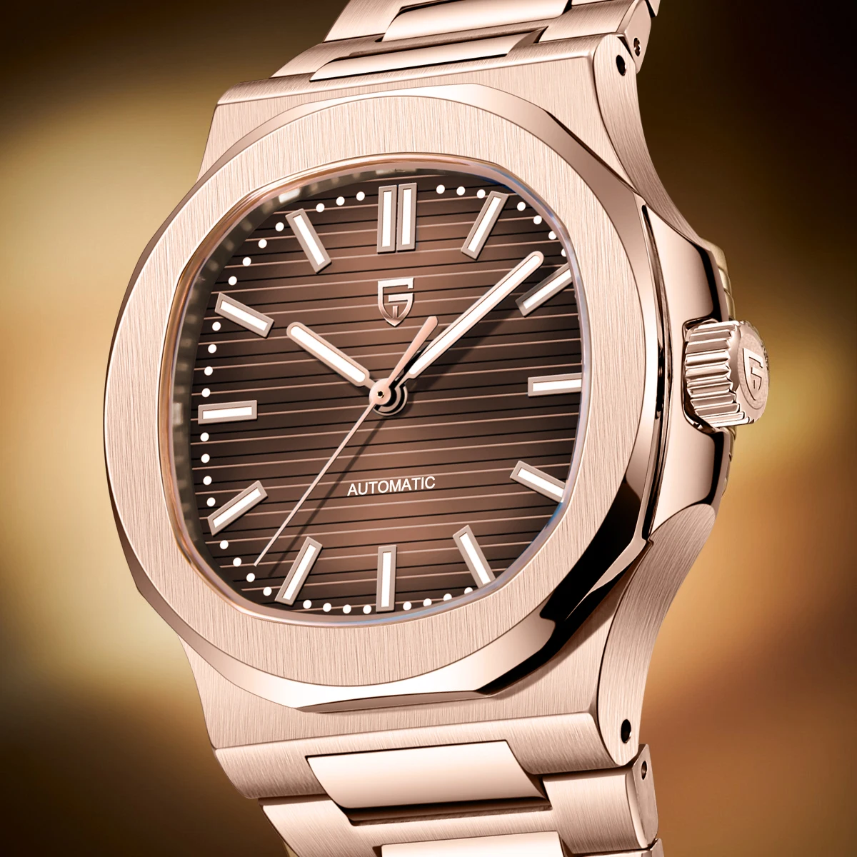 Relojes PAGANI DESIGN para hombre, nuevo reloj automático de lujo de oro rosa, reloj de pulsera mecánico resistente al agua con cristal de zafiro para hombre 2025