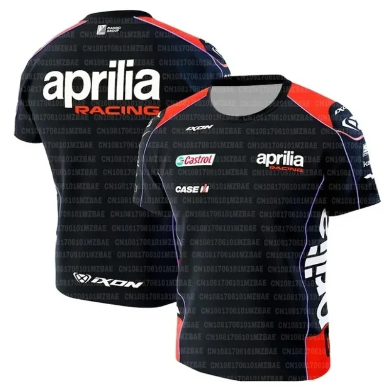 New T-shirt Aprilia Racing Team 2024 Newest Outdoor Sport Short Sleeve Jersey Men and Women Motorcycle Style 3D Print Breathable