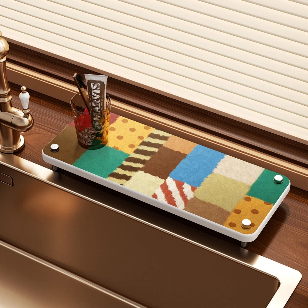 

Американский ретро-органайзер Batoom из силикона, держатель для зубных щеток, коврик для раковины, впитывающая воду подкладка, органайзер для туалета