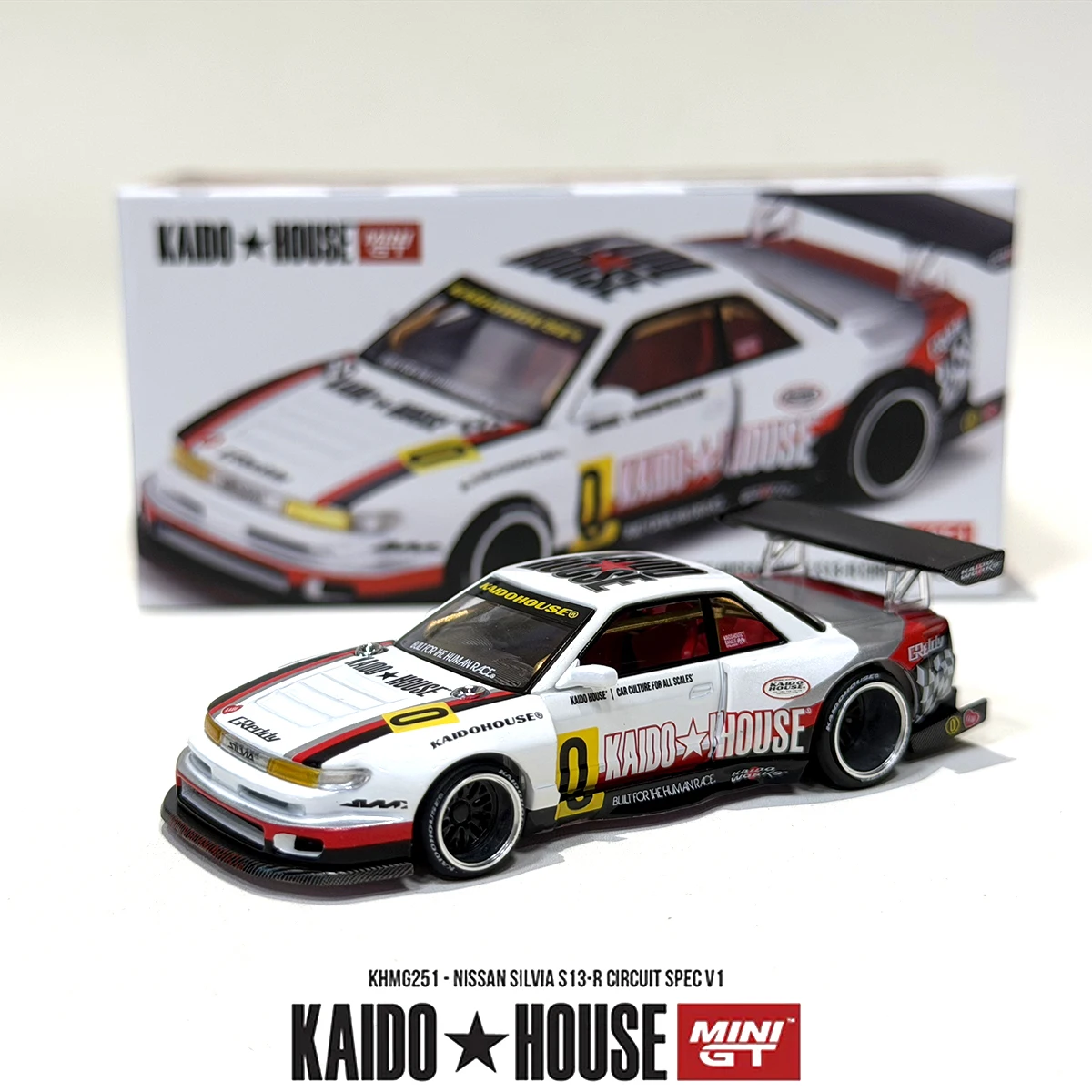 Kaido House 1:64 Nissan Silvia S13-R Circuit Spec V1 Race Livery Open Hood JDM Track Diecast Model Car In Stock KHMG251 view 5