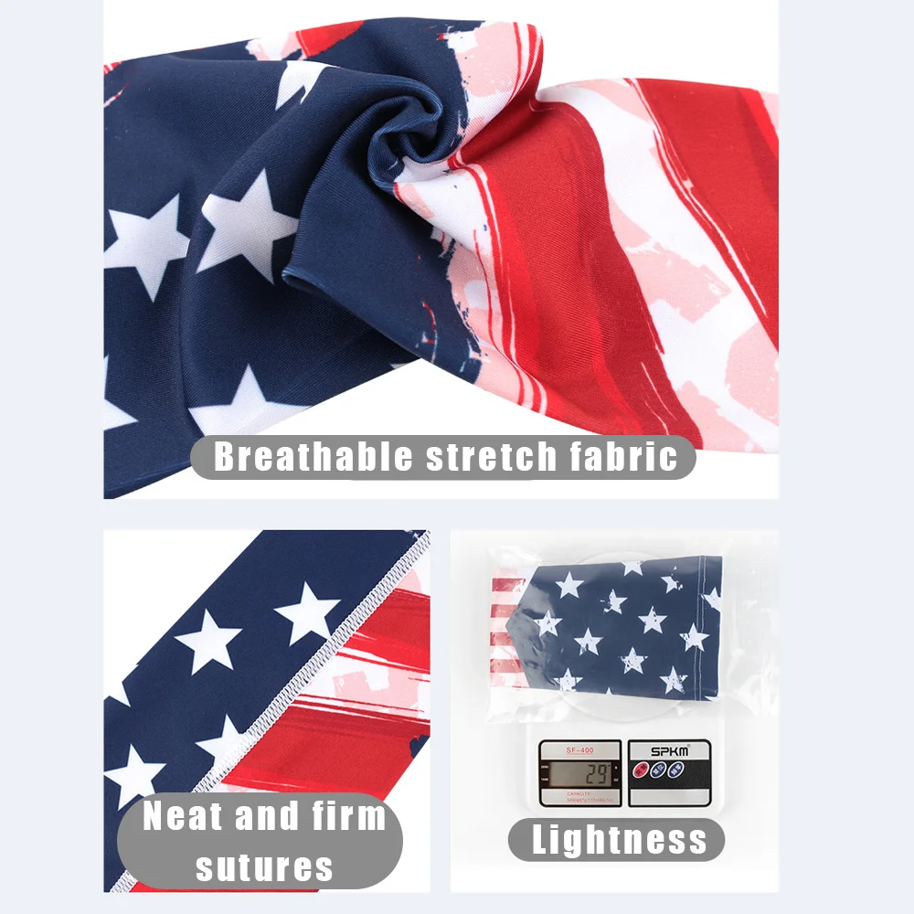 Arm Sleeves Men Women Compression Cooling Ice Silk UV Sun Protection Sports Protection Tattoo Cover Sleeves American Flag