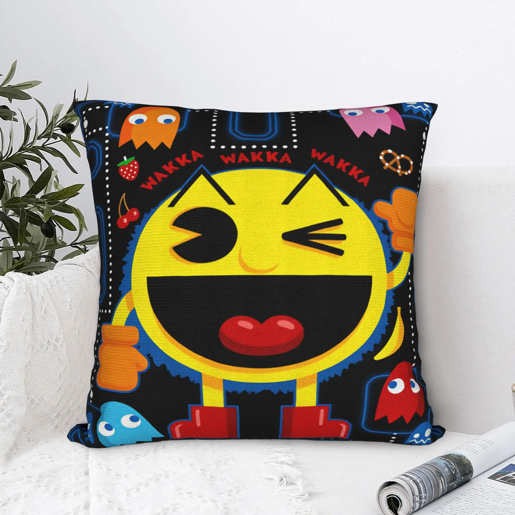 Pac-Man Pillow Case  Graphic Pillow Cover For Sofa Home Decoration Retro Trendy Pillowcases