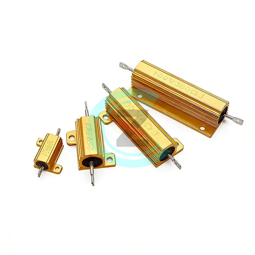 2PCS 10W 25W 50W 100W Aluminum Power Metal Shell Case Wirewound Resistor 0.1R 0.2 0.5 1K 2 3 4 5 6 8 10 12 15 20 30 50ohm RX24