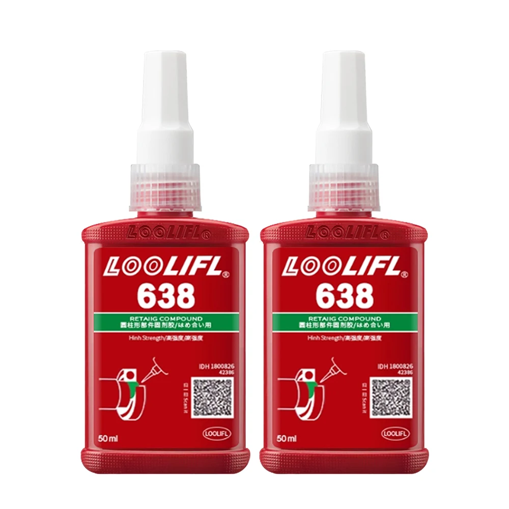LOOLIFL 638 Cylindrical Retaining Compound 50ml High Strength High Temperature Resistance Green Adhesive Bearing Locking Glue