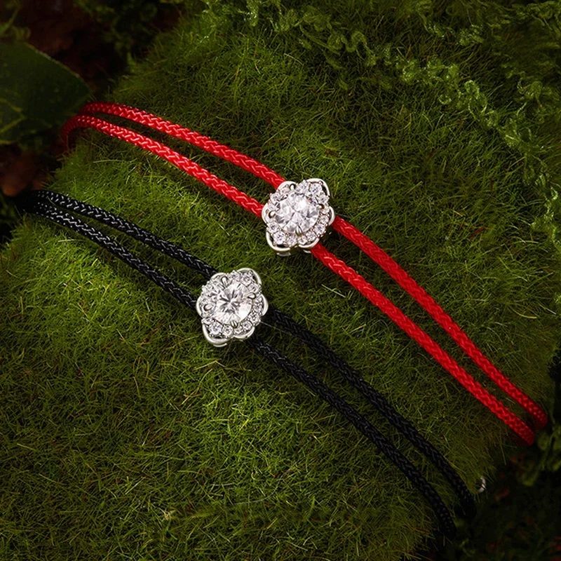FCGJHW 5mm D Vvs1 Round Moissanite Bracelets for Women Men Braided Rope Adjustable Chain S925 Sterling Silver Fine Jewelry 2026