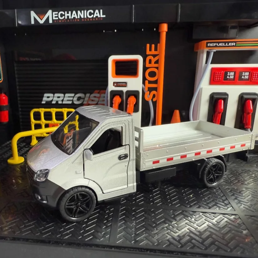 1/36 Scale Alloy Pullback Three-door Truck, Stylish Design, Can Carry Cargo Boy's Toy Die-cast Metal Kids Toy Transport Truck