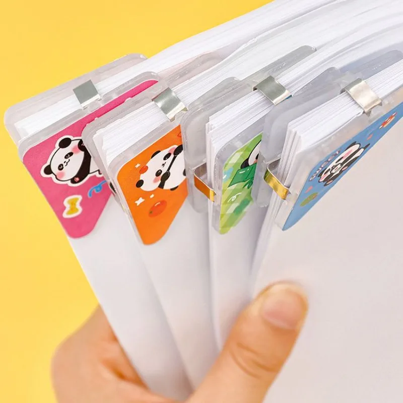 4Pcs Cartoon Panda Triangle Corner Clips File Paper Clip Index Clamp Page Holder Stationery Office Desk Organizer Hand Book