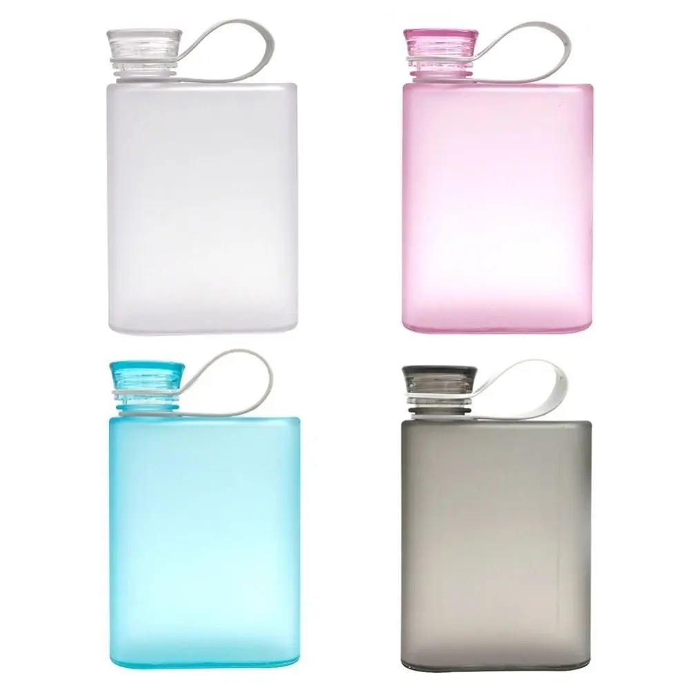 

Creative 380ML A5 Paper Water Bottle Square Portable Flat Drinks Kettle with Handle Matte Clear Plastic Water Cup Gym