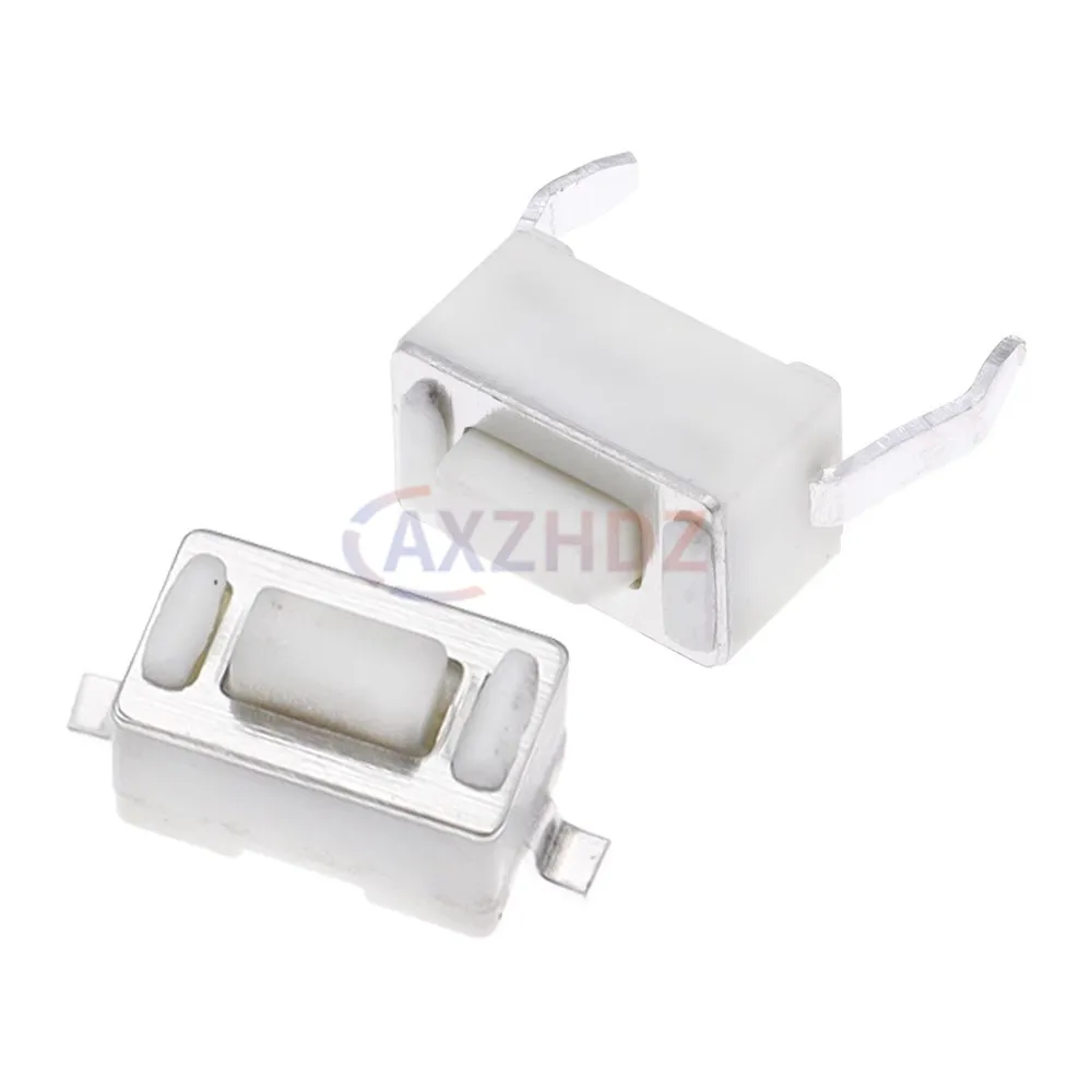 100PCS 2Pin SMD DIP DC12V 50mA 3X6X4.3/5MM Tact Switch Push Button Touch Micro Switch 3*6*5mm White Button