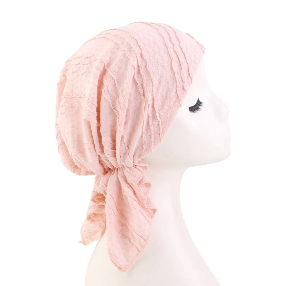 

Новые хлопковые мусульманские шапки-хиджабы из жатой ткани, однотонные треугольные шапочки для химиотерапии, эластичные тюрбаны, повязки на голову, банданы для онкобольных