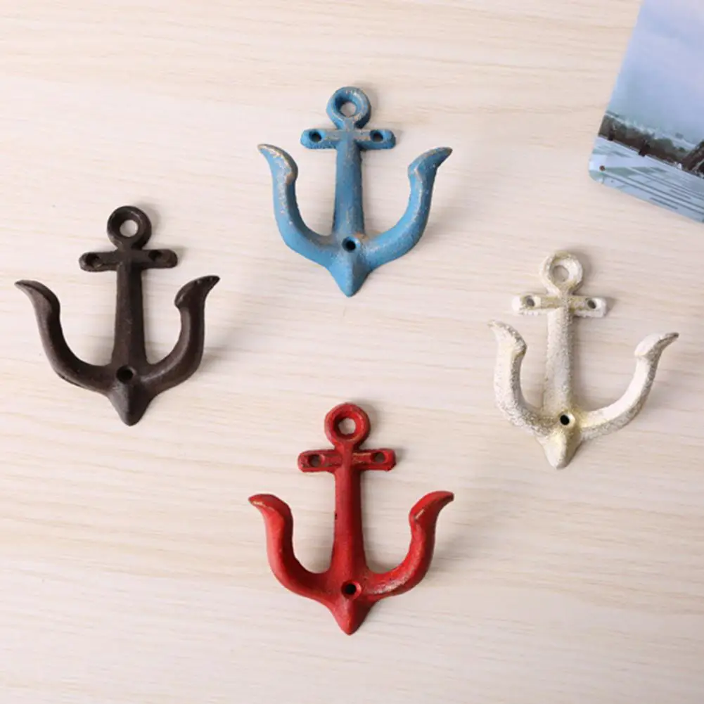 Anchors Key Holder Wall Hanger Wall-mounted Vintage Handcraft Space-saving Clothes Towel Hat Key Hanger for Living Room Decor