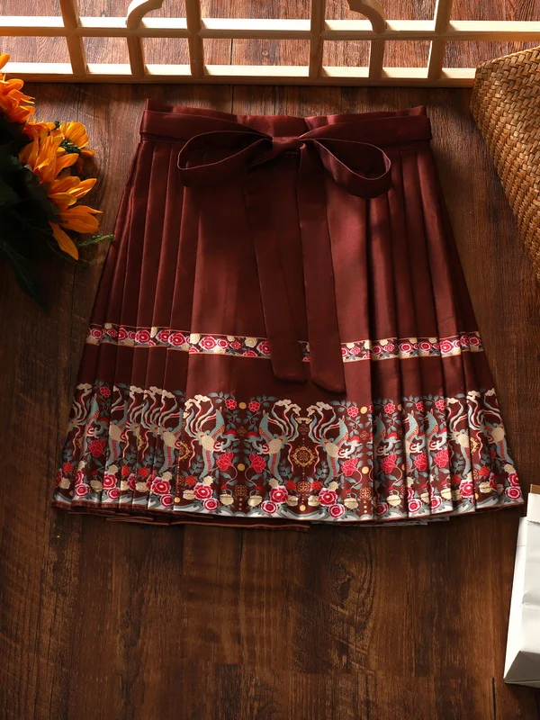 

New Chinese Sle ort Hanfu f Skirt Single Cut Label National Trend Commute Art High Waist Pure Color Other Material 00%