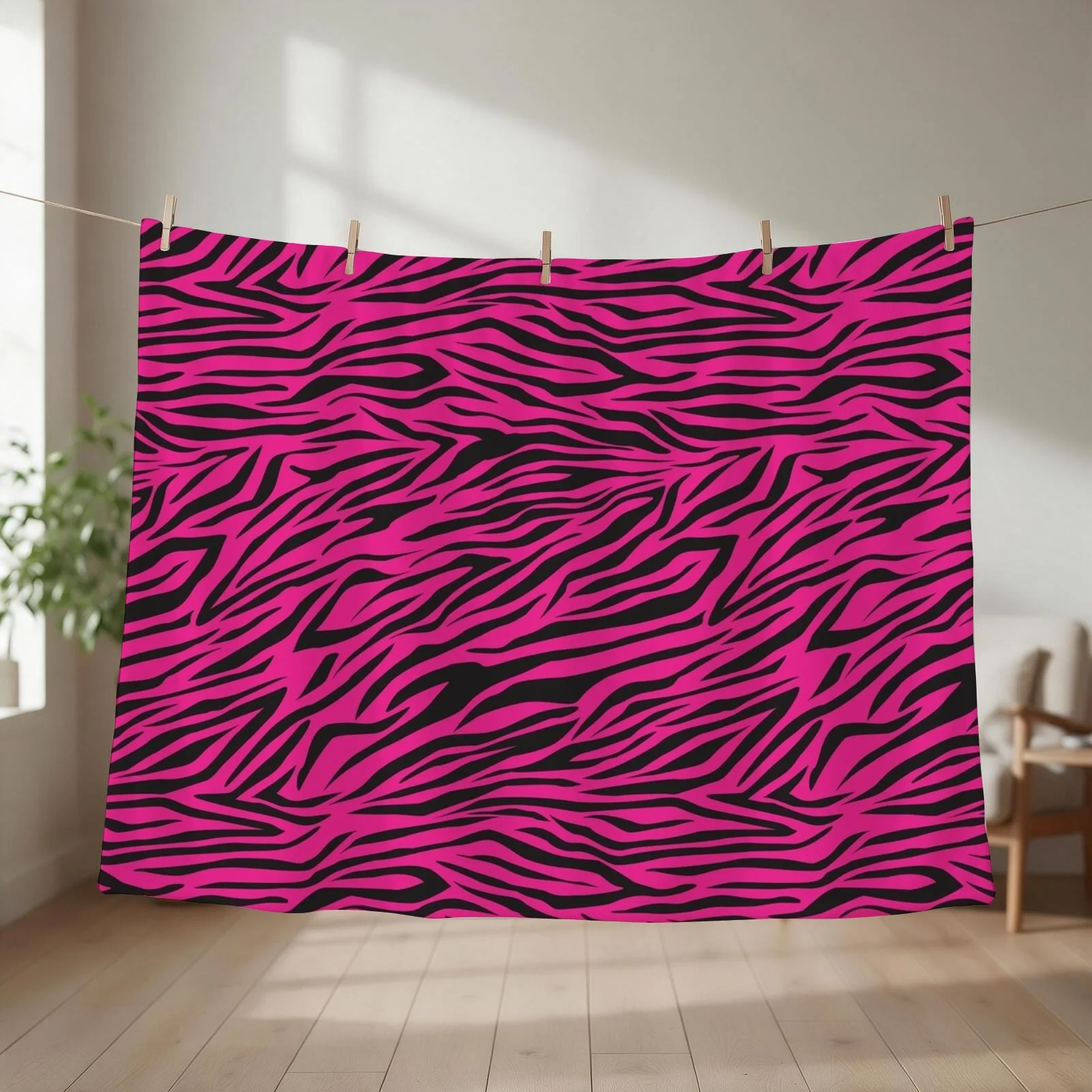 Pink Zebra Print Throw Blanket couch cozy soft plush fuzzy picnic outdoor blanket