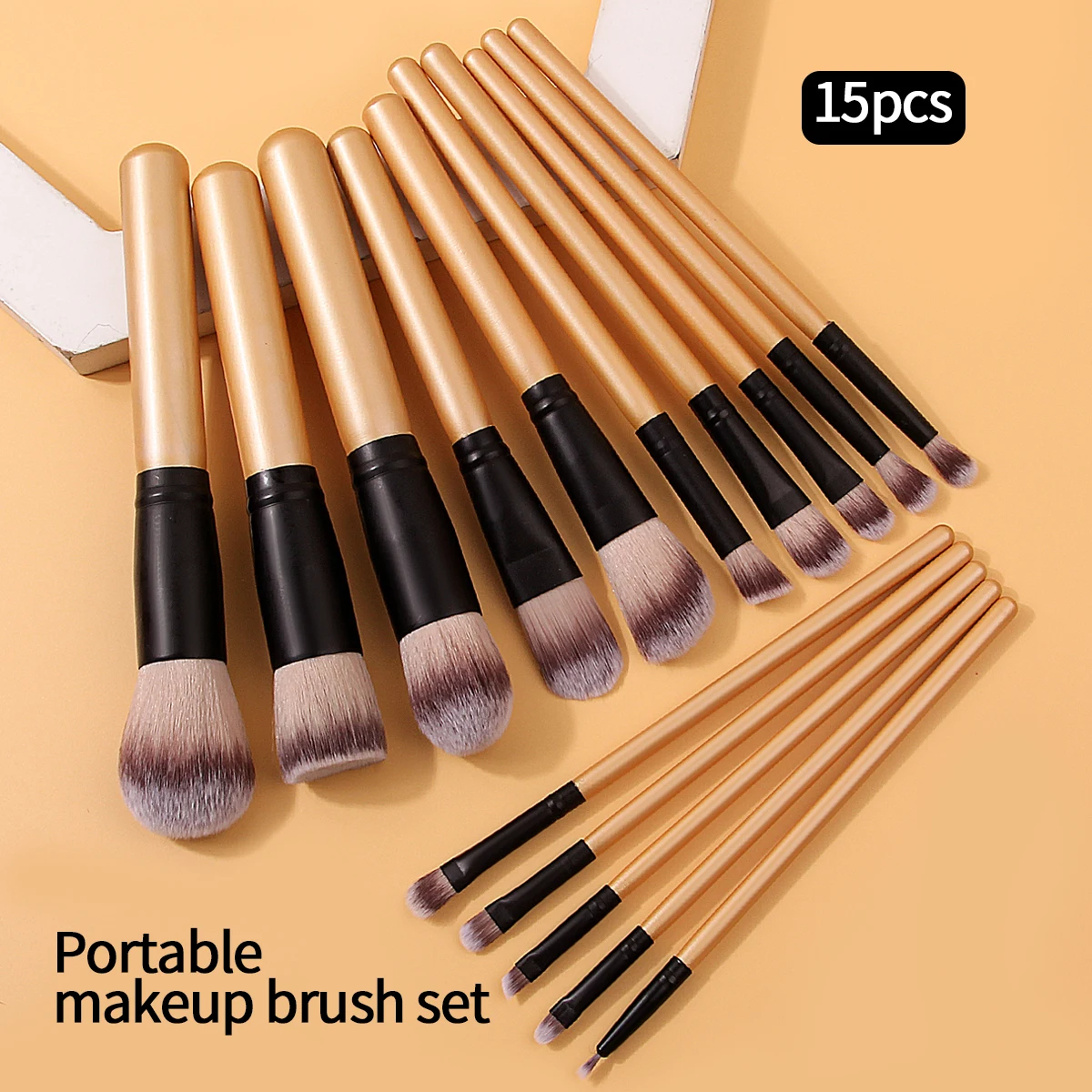 15 15 Pcs Champagne Gold Makeup Brushes Complete Set of Foundation Loose Powder Blush Concealer Eye Shadow Professional Set - Aliexpress Deal
