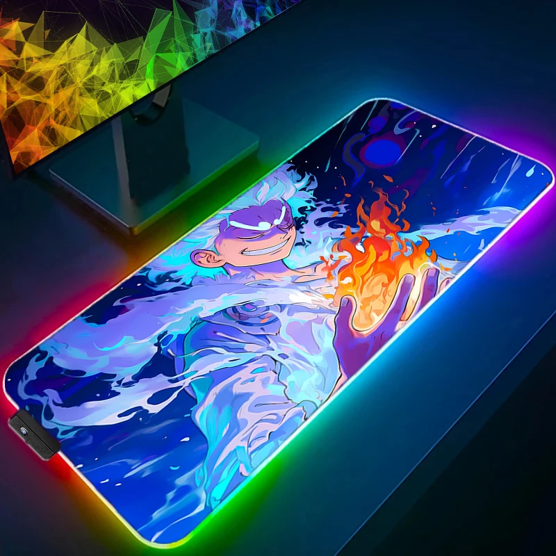 

RGB светодиодный коврик для мыши One Piece Luffy резиновый коврик для клавиатуры компьютерный игровой коврик для мыши офисный настольный коврик аксессуары для ПК коврик для мыши коврик для планшета