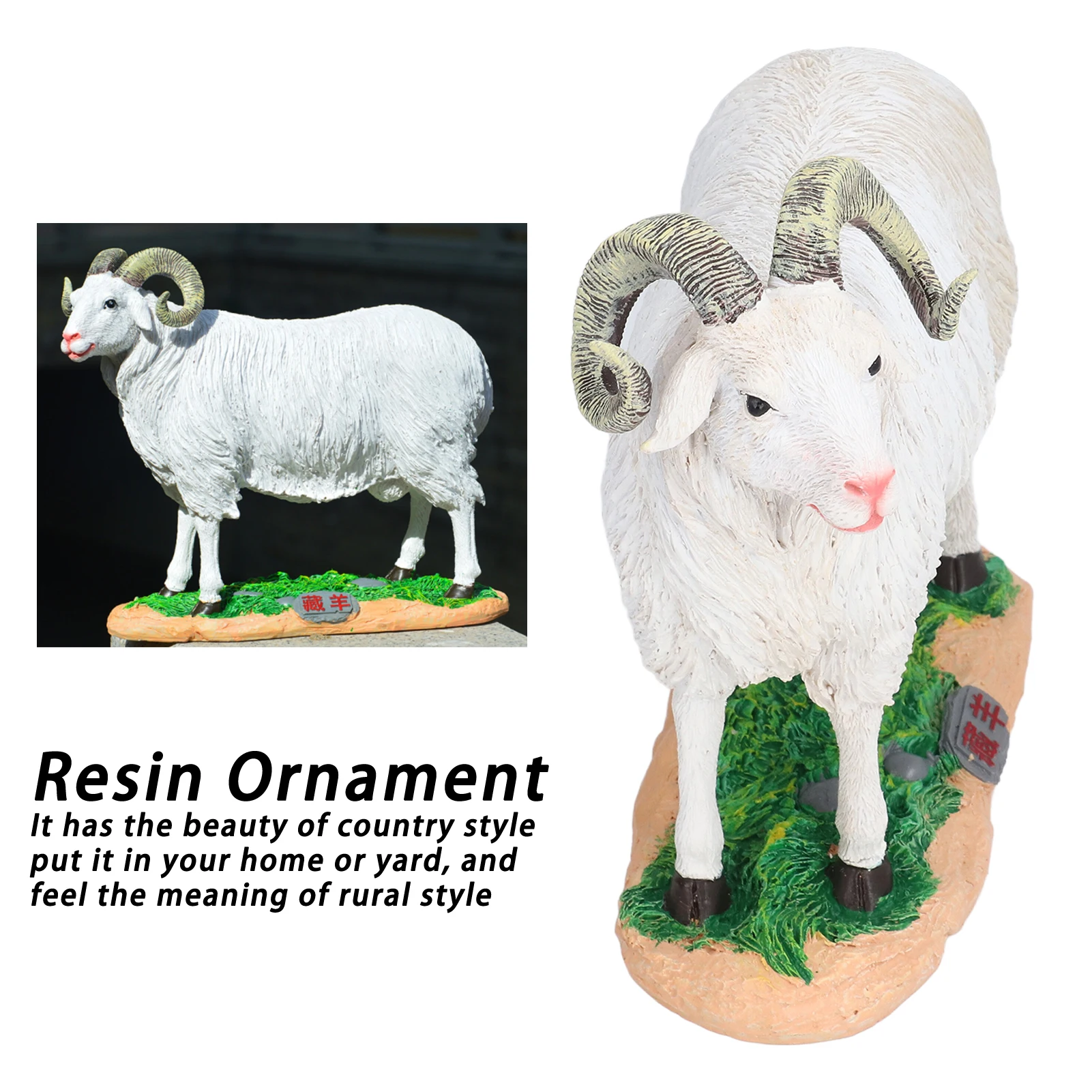 

Sheep Statue Cute Vivid Rustic Waterproof Resin Sheep Figurine For Home Yard Garden Office Decoration