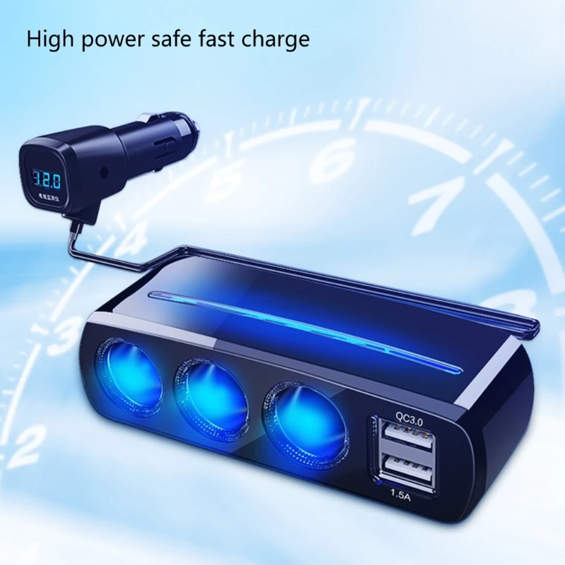 3-разъемный автомобильный адаптер для зарядки, разветвитель, адаптер для зарядки с USB