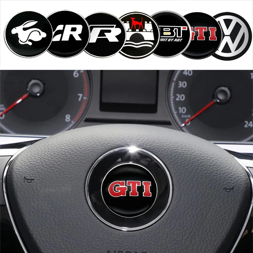 Car Steering Wheel Center Trim Stickers Badge Accessories For Volkswagen VW R Golf 4 5 6 7 Bora MK7 Beetle Touran Tiguan Passat